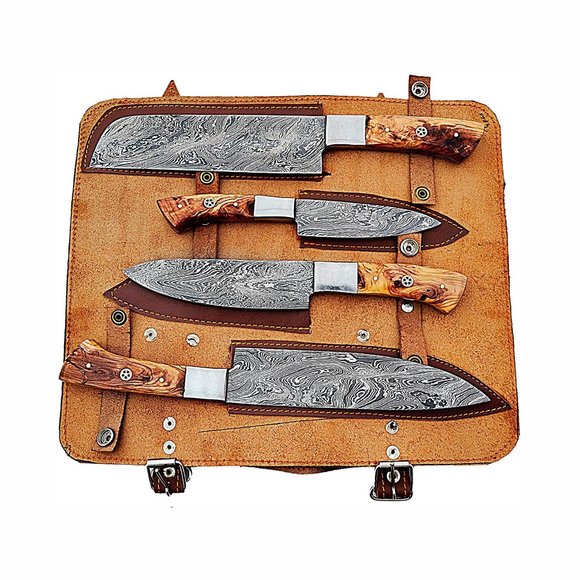 Damascus Chef Knives Set/Kitchen Knives 4 Pieces